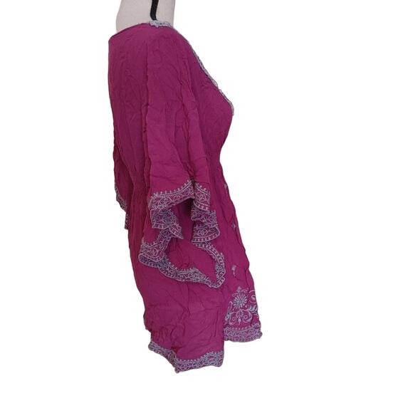 Charming Charlie Size Small Purple Grey Gray Blouse Embroidered Flowy Chic Boho - Picture 3 of 14